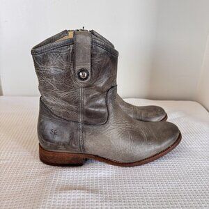 FRYE Melissa Button Leather Ankle Biker Boots Women's Size 8B Antique Washed